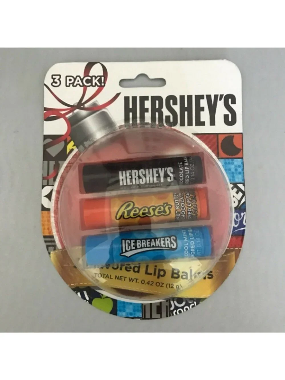 Hersheys 3-Pack Flavored Lip Balm Set Chocolate Peanut Butter Cool Mint 0.42 Oz